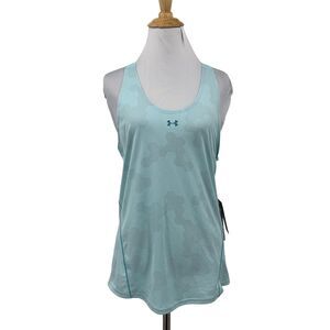 Under Armour Coolswitch Tank Womens S Small Blue Camo Racerback Fitted HeatGear